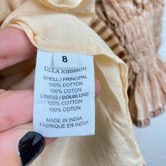 NWT Ulla Johnson Fiora Shirt Dress in Stripe Fawn Color Tie waist Casual Sz 8 - Picture 12 of 15